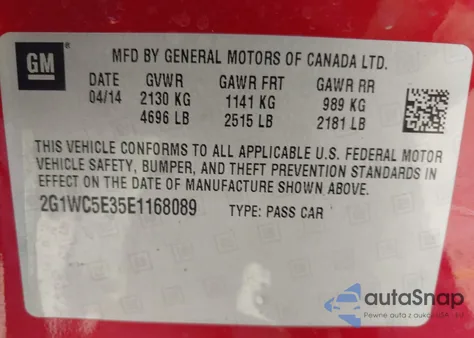 2014 Chevrolet Impala Limited Ltz from USA, damaged, VIN 2G1WC5E35E1168089